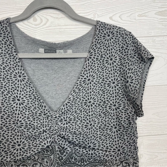 Athleta Dhara Paisley Gray Layered Burnout Dress Size Medium - Picture 2 of 6